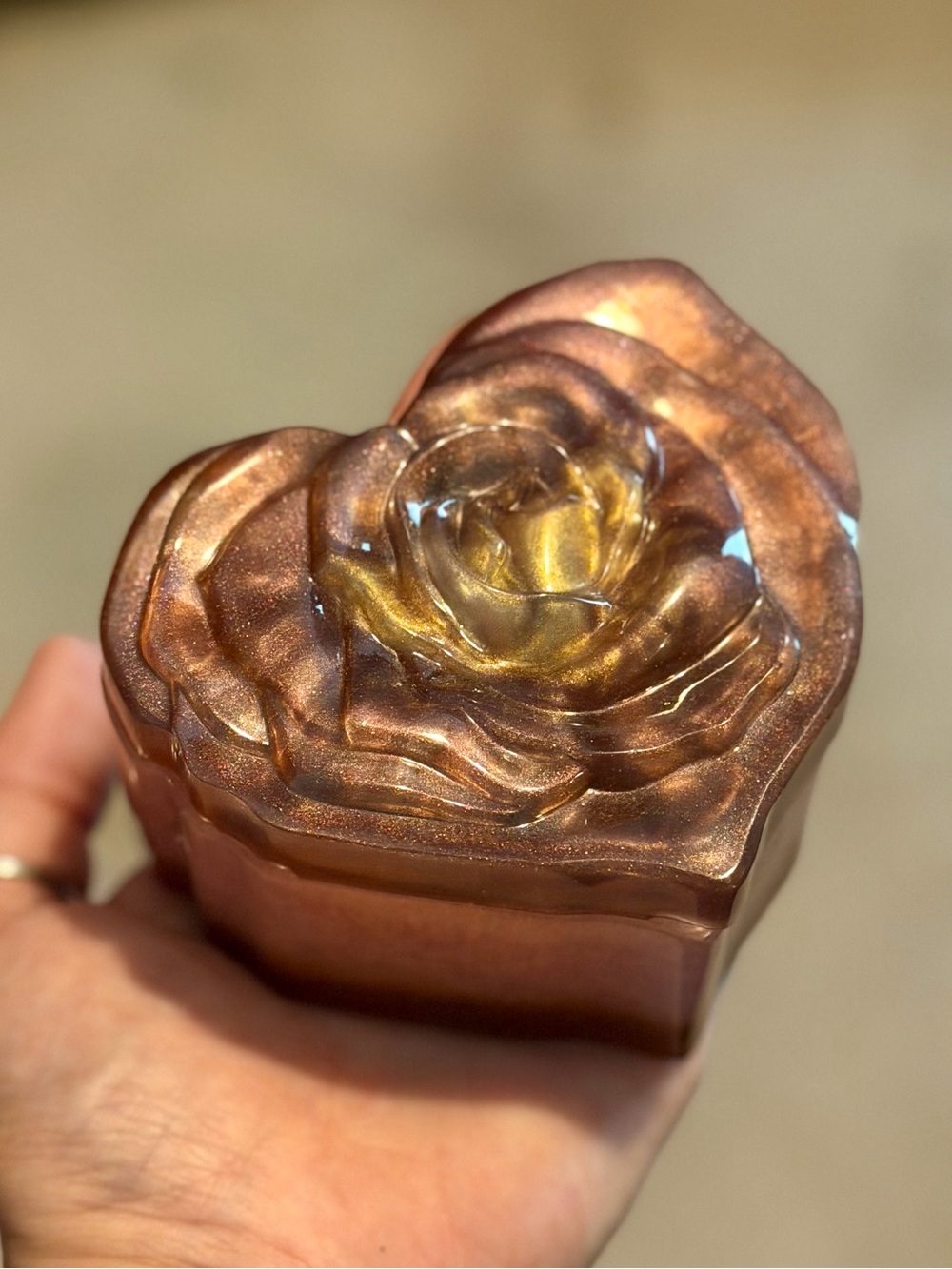 Handmade Floral Heart Trinket Stash Box with Lid